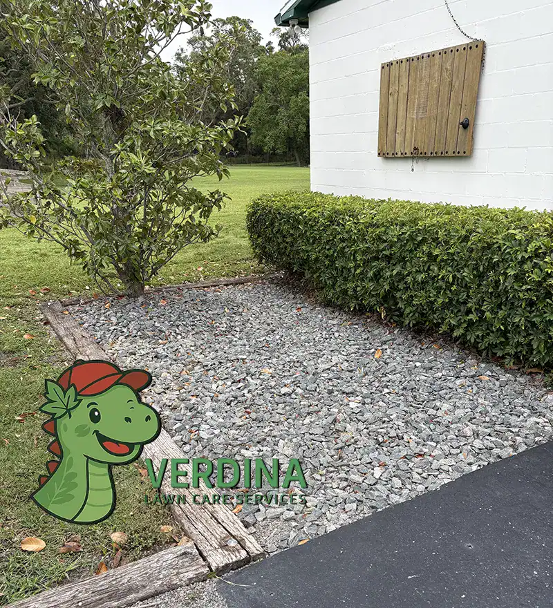 Landscaping service with rock installation